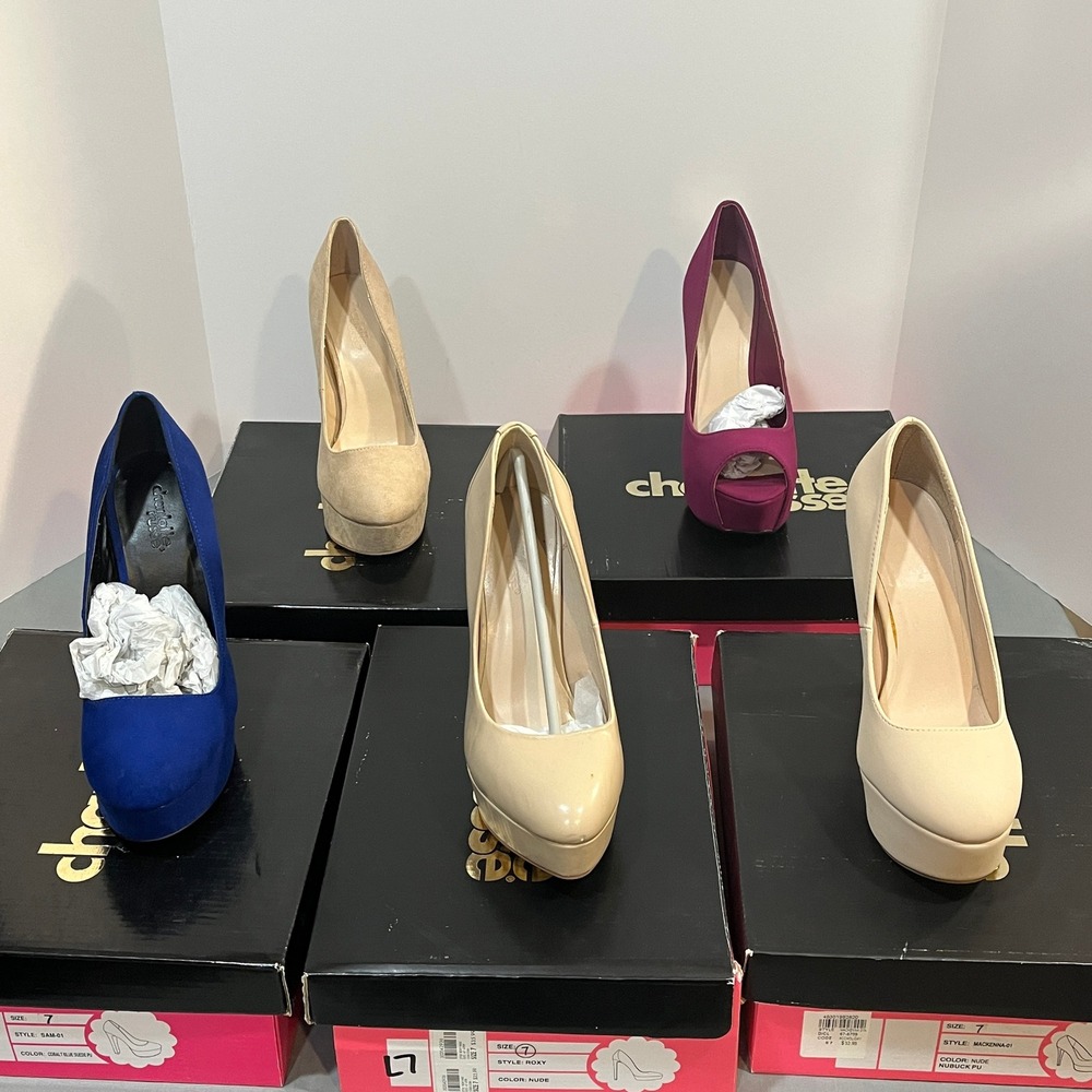Charlotte Russe Platform Heels Women Size 7 Multicolored Lot of 5 Pumps